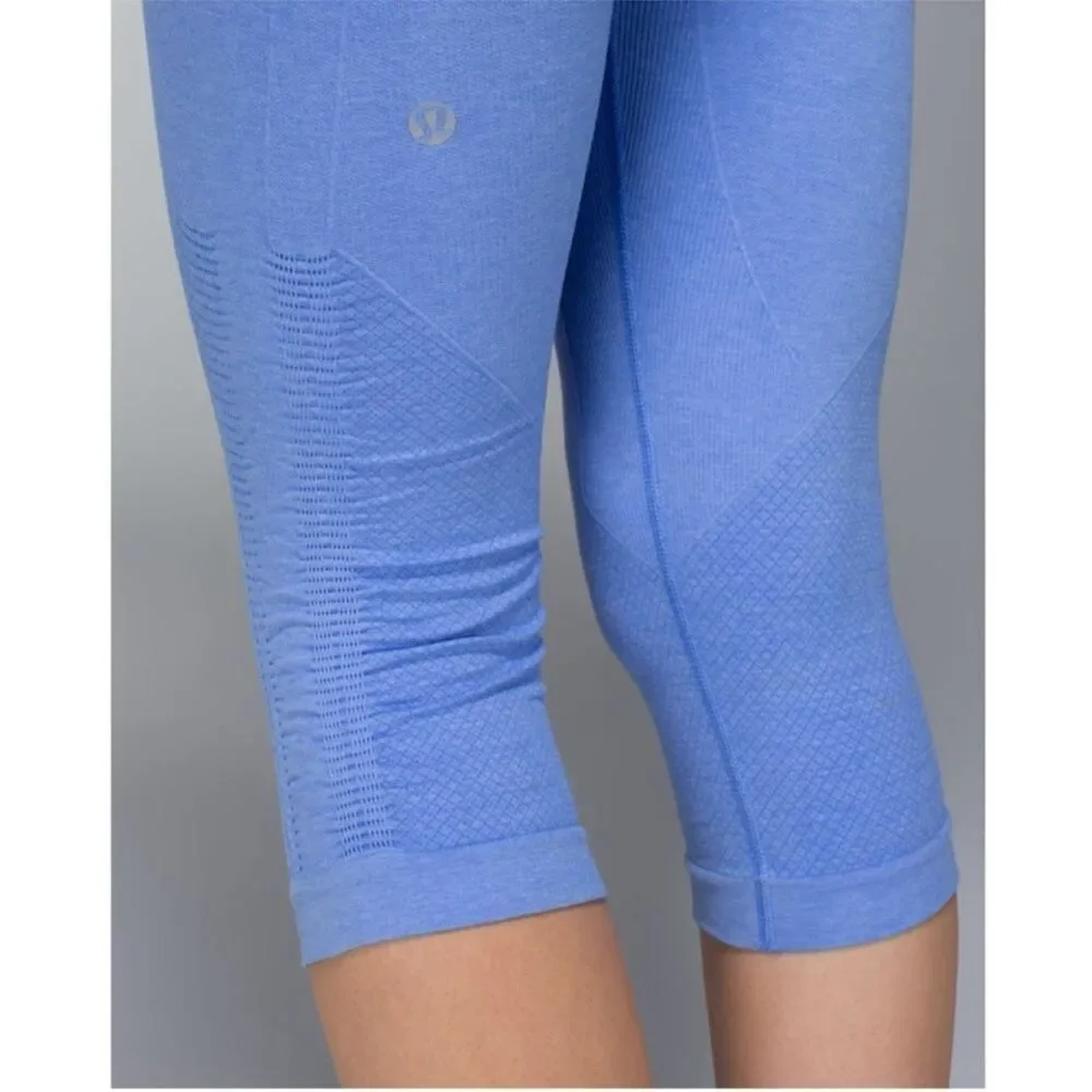 Lululemon In The Flow Crop Blue Leggings Women Size 6